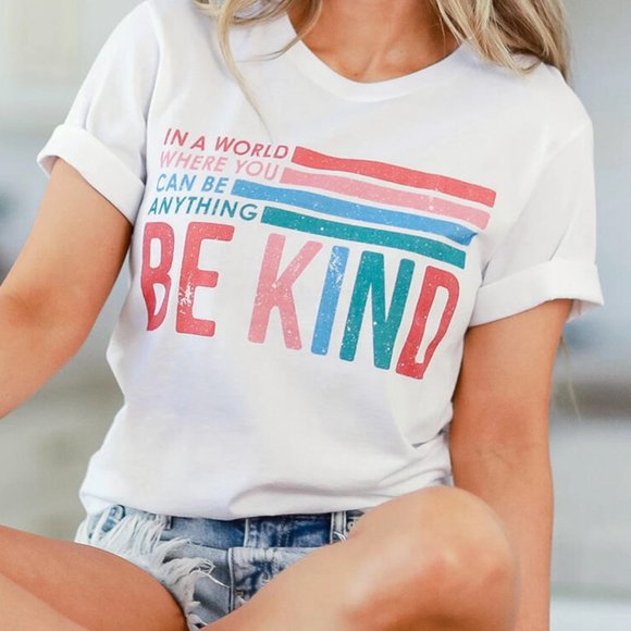 www.citrusandjune.com Tops - Miley Kindness Graphic Rainbow Tee